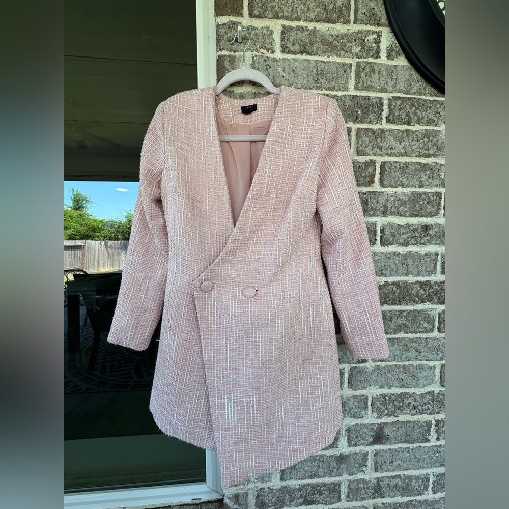 Revolve NBD Elegant Pink Tweed Women's Coat Dress - Picture 2 of 16